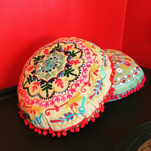 18-in Round Embroidery Handmade Pillow Cushion (Latte) product image